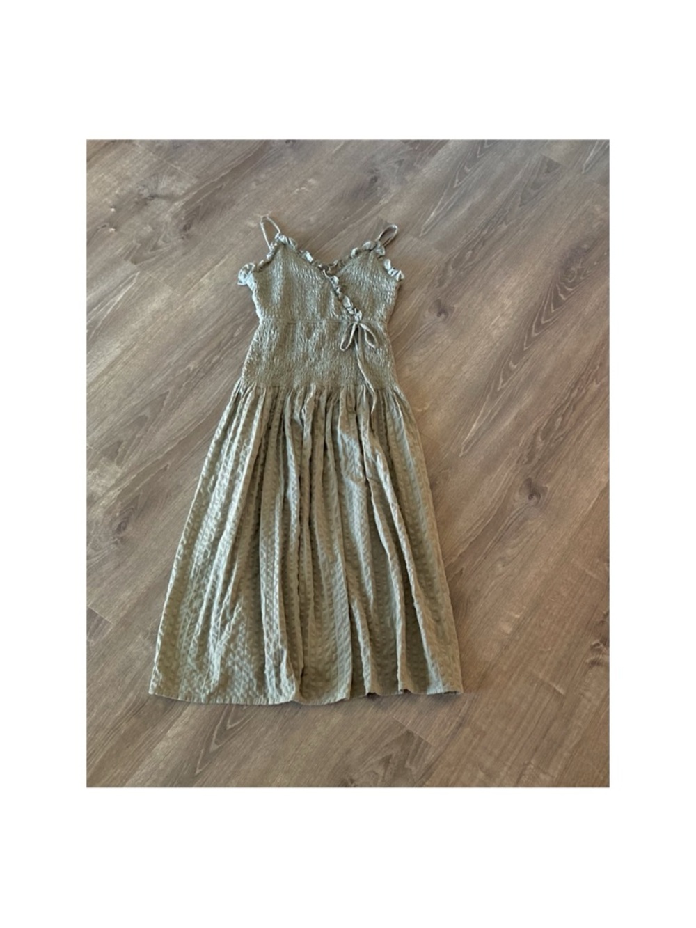 ASOS Sage Green Drop-Waist  Smocked Dress